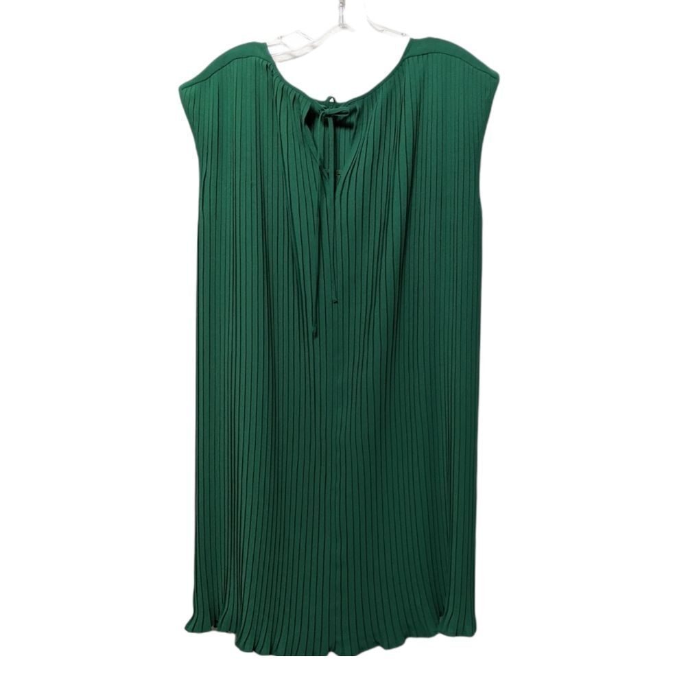 Flicka Pleated Green Party Shift Dress M View 5